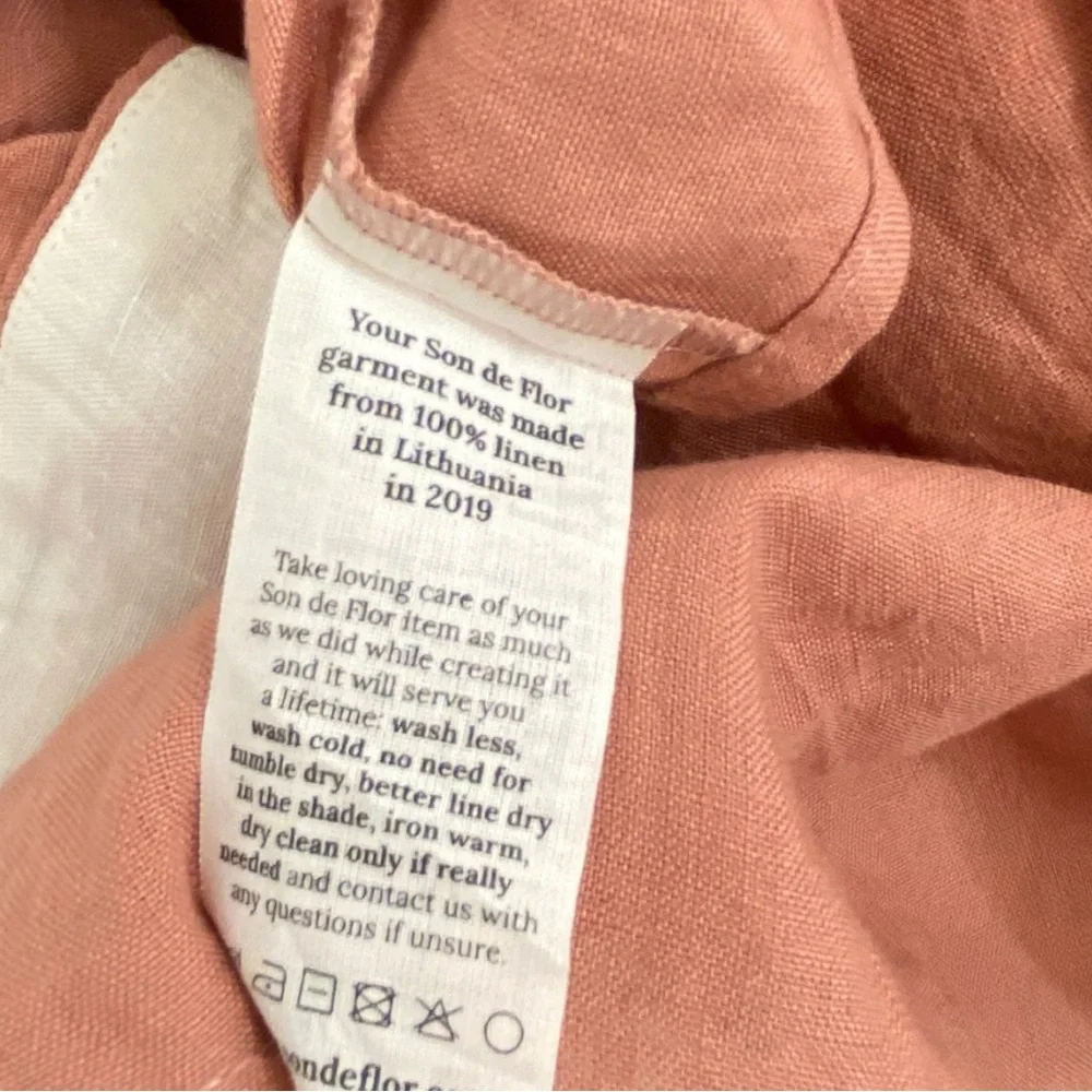 Son de Flor Vintage Pink Linen Classic Mini Dress Size XS - Picture 10 of 11